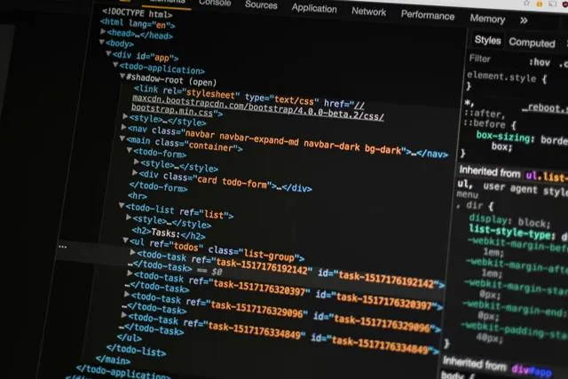 Website code on a monitor